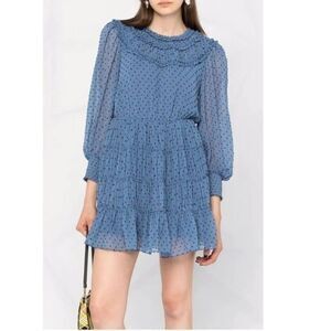 SANDRO Gwen Polka-Dot Ruffled Dress Womens Size 40 US (Large)